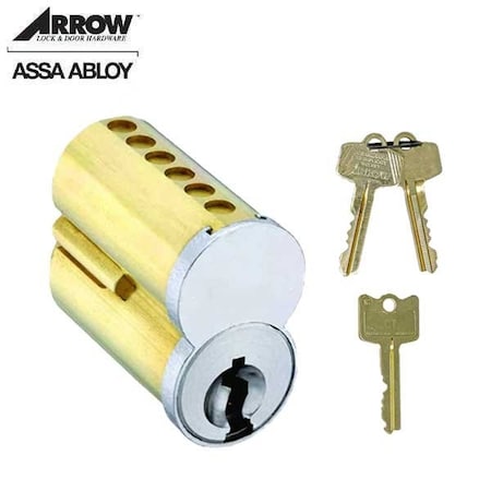 Arrow Lock SFIC CORE 6-PIN, KEYED WITH 2-CHANGE, -1-CONTROL KEY SATIN CHROME ARR-SFIC-CORE-2CH-1CO-626